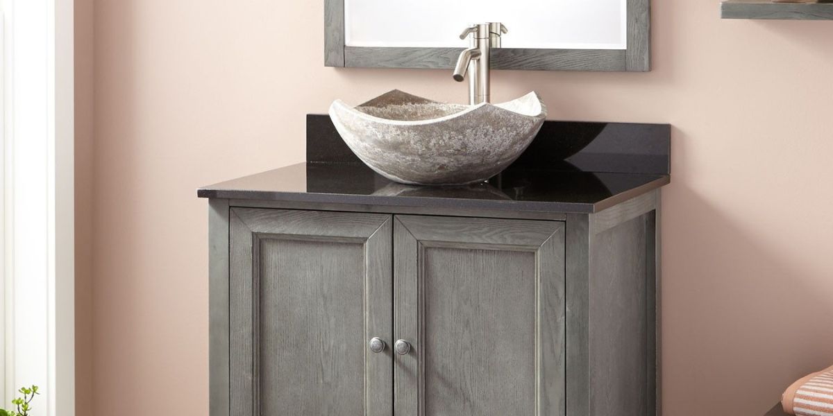 gray color 30 inch kipley vessel sink vanity