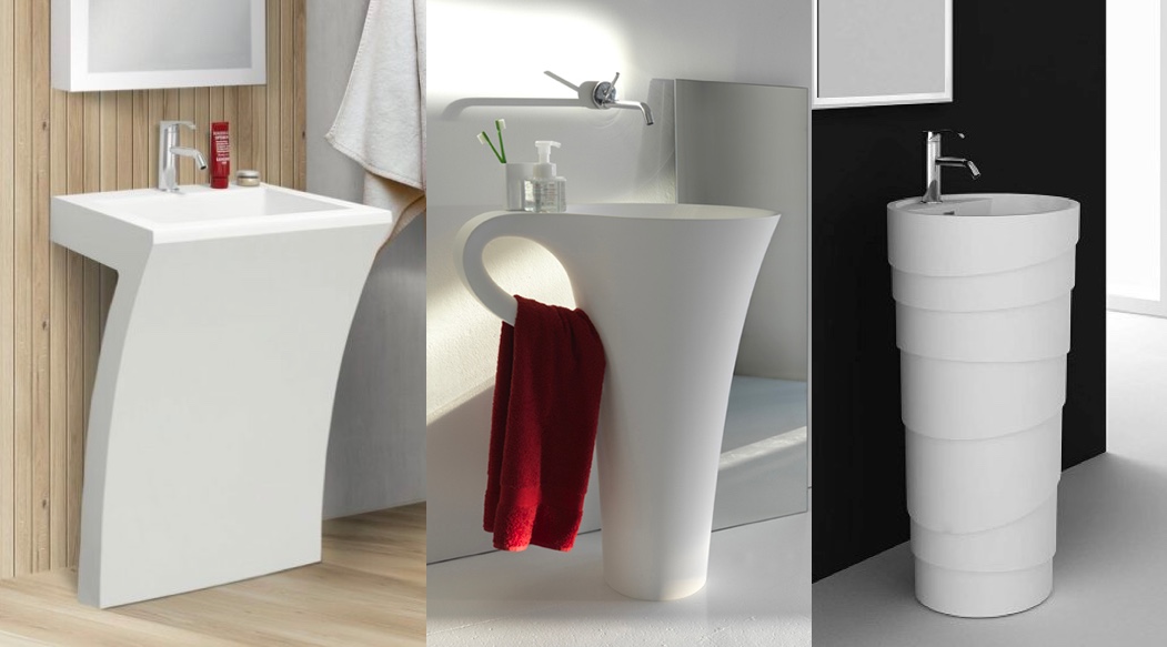 white color Pedestal Sink Vanity 