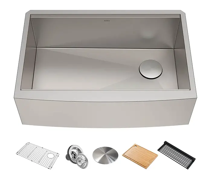 Kraus farmhouse flat apron single bowl stainless steel kitchen sink