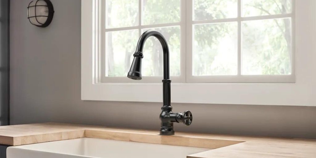 Moen matte black smart faucet with motion control