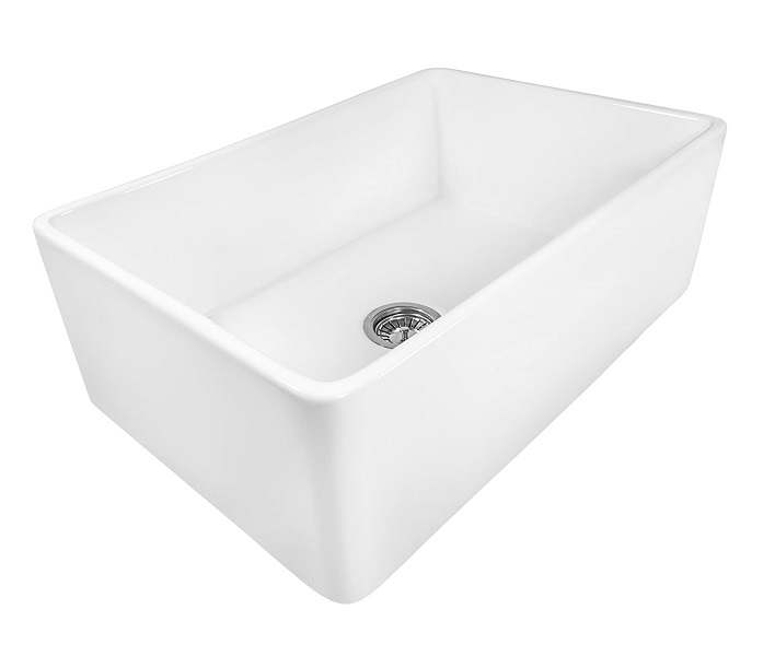 Ruvati Fireclay Reversible Farmhouse Apron-Front Kitchen Sink Single Bowl - White - RVL2100WH