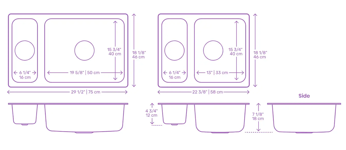 standard kitchen sink size