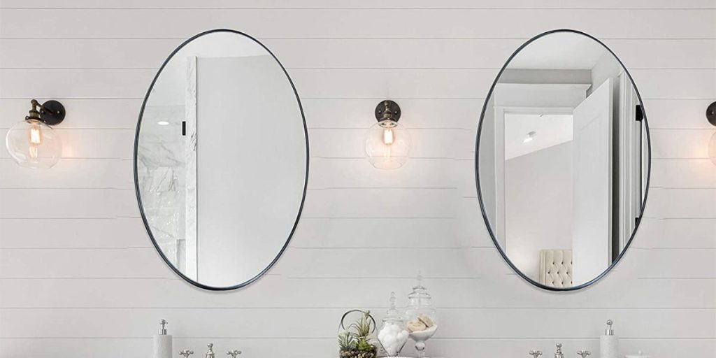 Andy Star oval-shaped wall hanging bathroom mirror in matte black