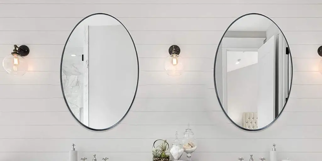 Andy Star oval-shaped wall hanging bathroom mirror in matte black