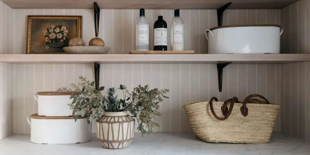 Floating shelves for laundry room