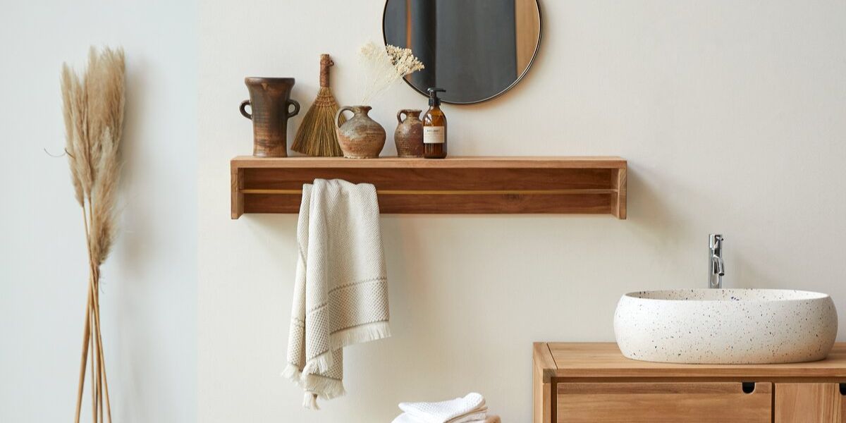 Sasha - Solid teak wall-mounted Towel rack 100 cm