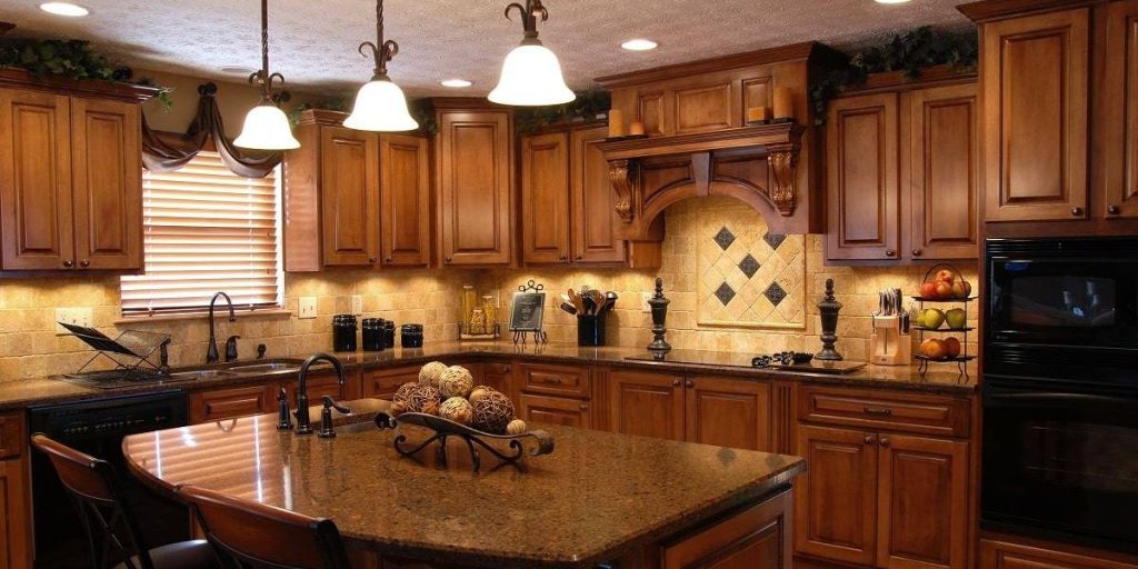 Brown or Rosy brown color kitchen cabinet