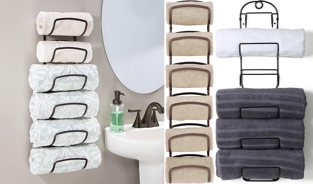 Wall mounted bathroom towel rack