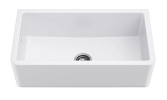Kraus Turino Farmhouse Apron Front 33-in x 18.25-in Glossy White Single Bowl Fireclay Kitchen Sink