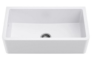 Kraus Turino Reversible Farmhouse Apron Front Fireclay 33 in. Single Bowl Kitchen Sink with Bottom Grid in Gloss White