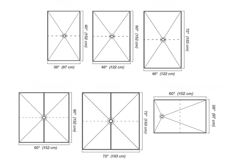 shower pans sizes