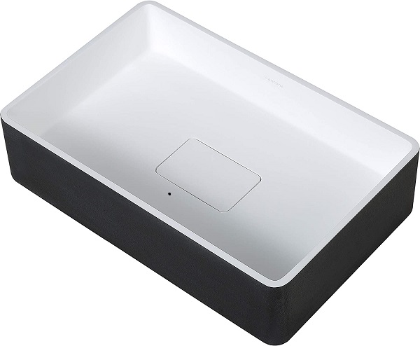 Ancona Holbrook 20" Pure Acrylic Stone Bathroom Vessel Sink with Drain in Black and White AN-3353