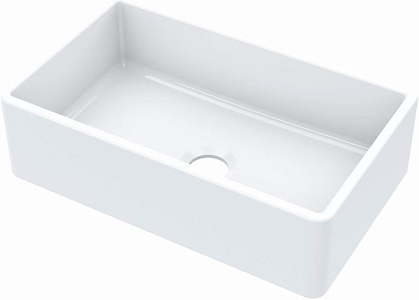 Sinkology K808-B60 Turner Farmhouse/Apron-Front 30 in. Single Bowl Fireclay Kitchen Sink with Strainer Drain, 30 inch, Crisp White