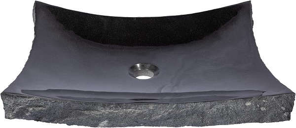 Eden Bath EB_S014BK-P Large Black Granite Zen Stone Vessel Sink