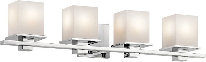 Kichler Tully 32 inch 4 Light Vanity Light with Satin Etched Cased Opal Glass Chrome