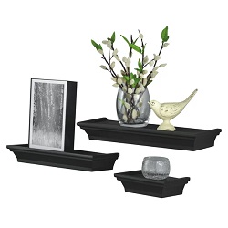 Mainstays Decorative Black Molded Plastic Contemporary Wood Floating Shelves