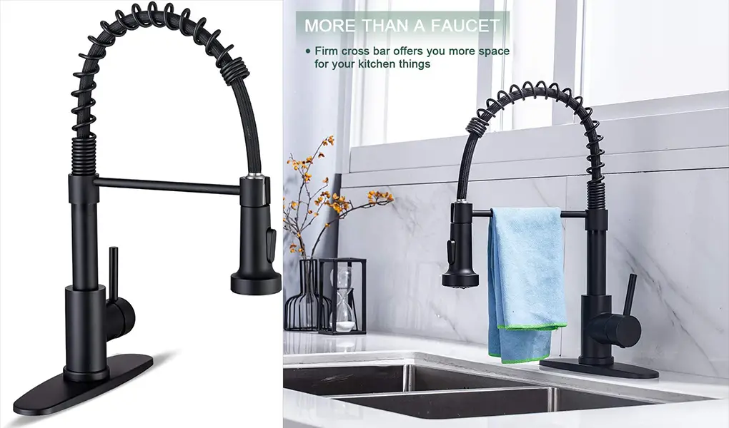 Get Ready To Upgrade Top 15 Farmhouse Kitchen Faucet Ideas   Industrial Edge Black Matte Finish Faucet 