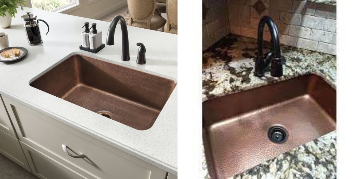 Copper undermount kitchen single bowl sink with commercial kitchen faucet by Sinkology