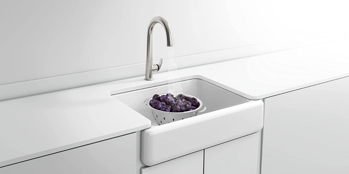 Farmhouse-style undermount kitchen sink with short apron by KOHLER