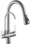 WANFAN Kitchen Sink Faucet with Pull Down Sprayer 2 Handle 3 in 1 Water Filter Purifier