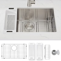 ZUHNE Modena Undermount Kitchen Sink, 16-Gauge Stainless Steel (28-Inch Single Bowl)