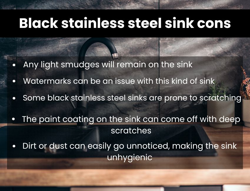 cons of black stainless steel sinks