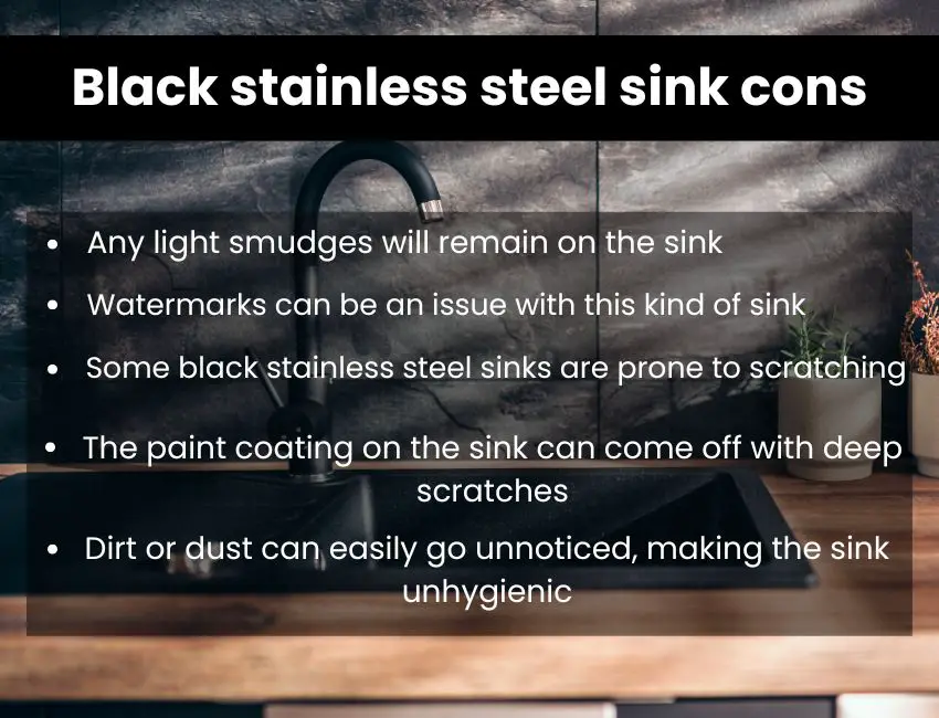 cons of black stainless steel sinks