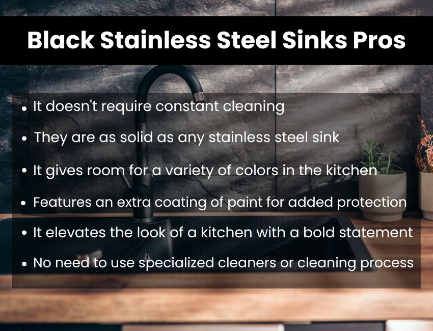 pros of black stainless steel kitchen sinks